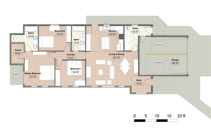 3 Bedroom floor pla IV home, 1920 square feet, including double garage