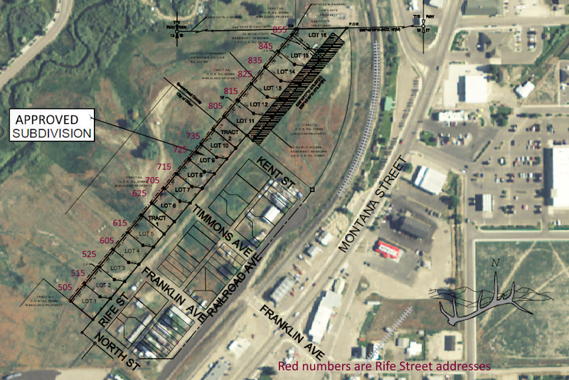 Map showing Rife Street with Blacktail Solar Homes Subdivision